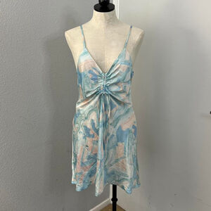 NWT Cider Blue & Pink Mini Dress with Adjustable Straps -Size XL